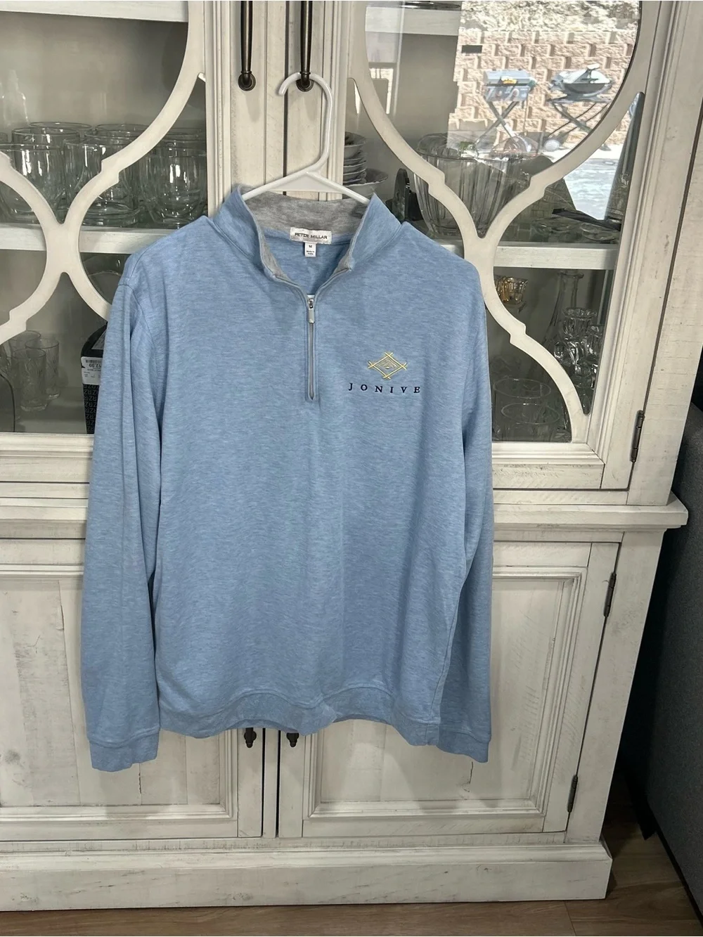 Peter Millar Crown Comfort Quarter Zip Pullover Blue Jonive Logo Men’s Medium